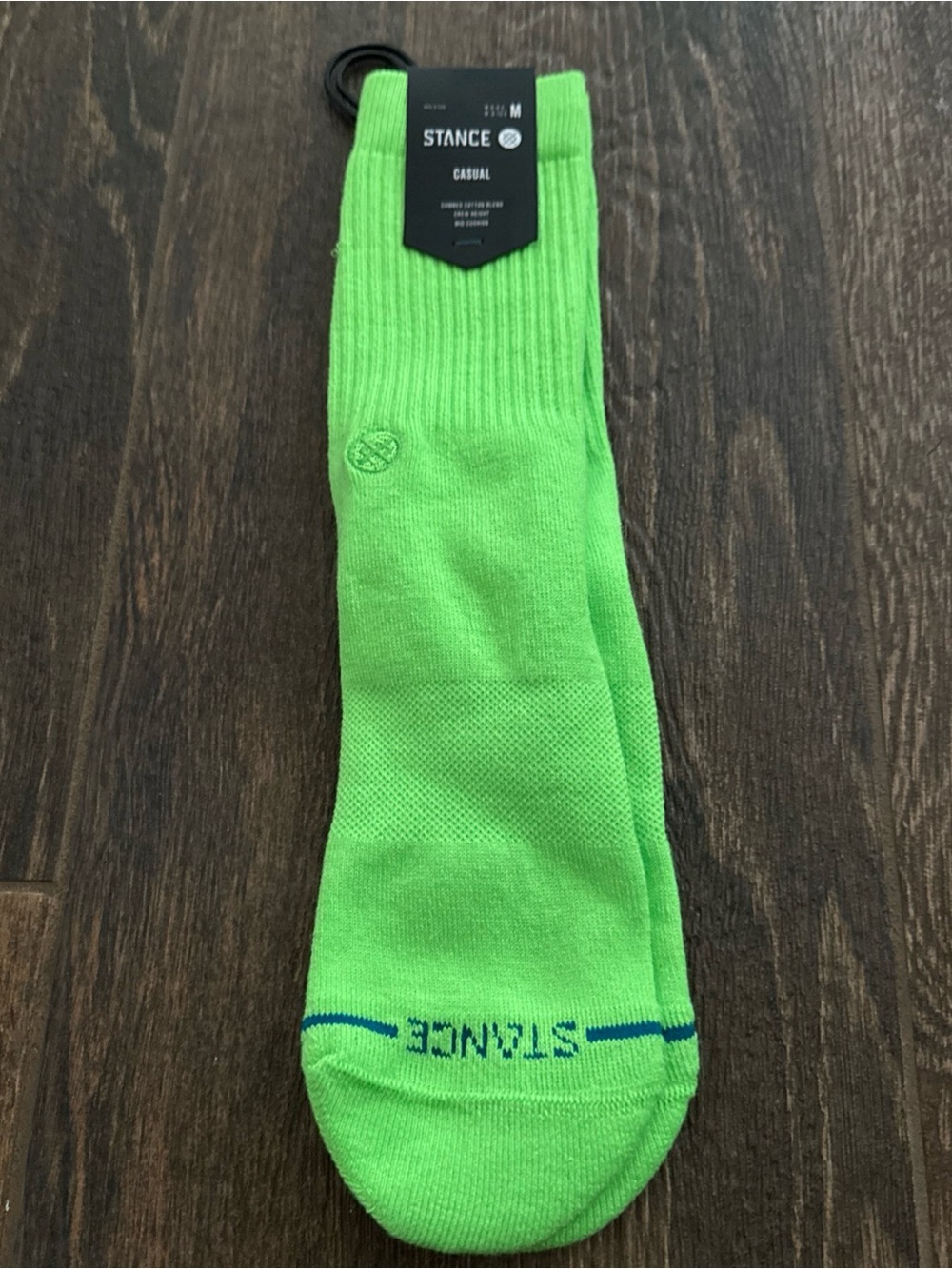 Stance Men's Casual Crew Socks - Neon Green with Blue Accent